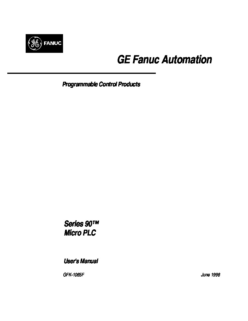 First Page Image of DR005 GFK-1065K General Electric Fanuc Manual.pdf